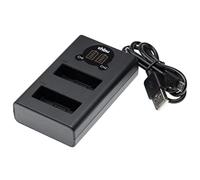 vhbw caricatore Micro-USB + USB-C duale compatibile con Olympus Pen E-PM2 camera + cavo Micro-USB + LED