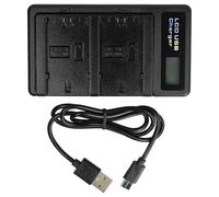 vhbw caricatore duale compatibile con Sony Alpha A6600, A7 III, A6700, A7C R, A7 Mark 3 camera - Stazione di carica, cavo micro-USB con display, 8,4 V