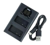 vhbw caricatore USB-C duale compatibile con Panasonic Lumix DMC-GH2GK, DMC-G7HK, DMC-GH2, DMC-GH2H, DMC-G81 camera + cavo USB-C + LED