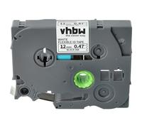 vhbw Cassetta nastro compatibile con Brother GL H105, 100, 200, H100 etichettatrice 8m x 12 mm nero su bianco, flessibile