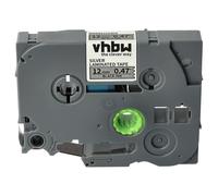 vhbw Cassetta nastro compatibile con Brother PT D200BW, D200BWV, D200DA, D200DR, D200G etichettatrice 8m x 12 mm nero su argento, laminato