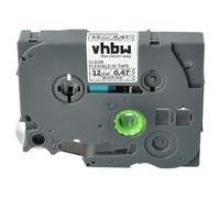 vhbw Cassetta nastro compatibile con Brother PT D210VP, D215e, D400 etichettatrice 8m x 12 mm nero su trasparente, flessibile, laminato