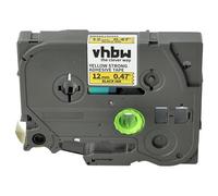 vhbw Cassetta nastro compatibile con Brother PT D400, D400AD, D210VP, D215e etichettatrice 8m x 12 mm nero su giallo, extra forte, laminato