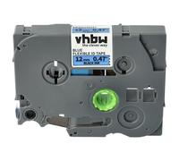 vhbw Cassetta nastro compatibile con Brother PT D450, D400, D400AD, D400VP etichettatrice 8m x 12 mm nero su blu, flessibile, laminato