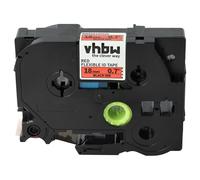 vhbw Cassetta nastro compatibile con Brother PT D600, D600VP, D800W, E300 etichettatrice 8m x 18 mm nero su rosso, flessibile, laminato