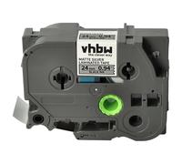 vhbw Cassetta nastro compatibile con Brother PT E550W, RL700S etichettatrice 8m x 24 mm nero su argentato opaco, laminato