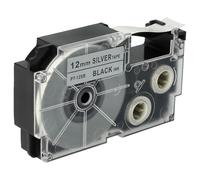 vhbw Cassetta nastro compatibile con Casio KL-2000, KL-300, KL-70E, KL-200E, KL-60, KL-7000 etichettatrice 8m x 12 mm nero su argento