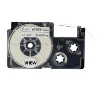 vhbw Cassetta nastro compatibile con Casio KL-P1000, KL-HD1 etichettatrice 8m x 6 mm nero su bianco