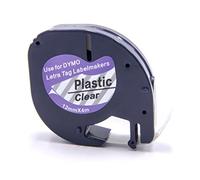 vhbw Cassetta nastro compatibile con Dymo LetraTag XR, XM etichettatrice 4m x 12 mm nero su trasparente