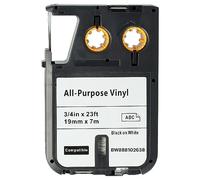 vhbw Cassetta nastro compatibile con Dymo XTL 500 Series, 300 Series etichettatrice 7m x 19 mm nero su bianco, vinile