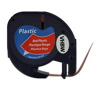 vhbw Cassetta nastro in plastica compatibile con Dymo LetraTag LT-100H, 2000, LT-100T etichettatrice 12 mm nero su rosso, plastica
