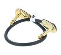 vhbw Cavo patch per chitarra da 30cm cavo jack per pedali per effetti - cavo patch jack con spina jack da 6,35 mm, angolare, piatto, oro/nero