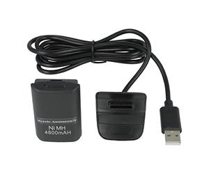 vhbw kit Play&Charge compatibile con Microsoft Xbox 360 Controller - 1x cavo di alimentazione, 1x batteria, nero