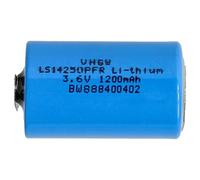 vhbw pila cilindrica al litio LS14250 sostituisce 1/2 AA LS14250PFR - Batteria primaria con contatti a saldare (1200mAh, 3,6V, Li-SOCl2)
