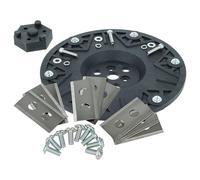 vhbw Set Accessori Compatibile con Einhell Freelexo Basic Tosaerba - 9X Lame + Viti, 1x Disco portacoltelli, Nero/Argento