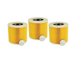 vhbw set da 3x filtro a pieghe piatte compatibile con Kärcher A 2120 ME, A 2111, A 2131 pt aspiratore umido/secco - Cartuccia filtrante, giallo