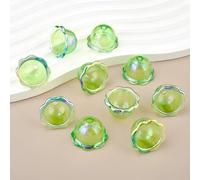 VHEOKG 10 pezzi di perline acriliche a forma di fiore multipetalo, perline colorate a forma di campana del vento, orecchini pendenti, accessori per la creazione di gioielli fai da te-08