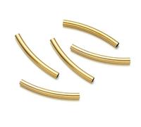 VHEOKG 10 pezzi/lotto perline distanziatrici in acciaio inossidabile con tubo curvo per accessori fai da te per la creazione di gioielli fatti a mano, braccialetti, collane - Oro - 3 x 25 mm