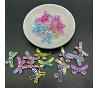 VHEOKG 15 pezzi/lotto 32 mm acrilico accessori per gioielli a forma di fiocco perline con foro piccolo per realizzare gioielli fai da te - colori misti