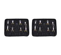 Vheolk 16Pz Mini Pinze Set, Naso Lungo con I Denti, Piatto Della Mascella, Round Curva Ago Diagonal Nose Wire Fine di Taglio Cutter Guardalinee Pinza con Grips Nero & Sacchetto Protettivo