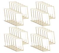 Vheolk 48 Pezzi Gold Frame Acrilico Sign Holder Wedding Table Number Holder Menu Inclinato Double Sided Stand, 4X6Pollici Verticale