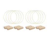 Vheolk 8 Pezzi Centrotavola Un Cerchio Floreale nel Metallo da 12 Pollici per Tavolo, Un nel Metallo con 8 Pezzi Segnaposto nel Legno per DIY