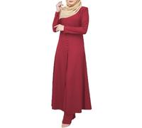 Vhersily 2025 Abiti da Donna Musulmani Turchi Hijab Donna Musulmano Cotone Vestiti E Velo Lunghezza al Ginocchio Abito Kaftano per L'arabo