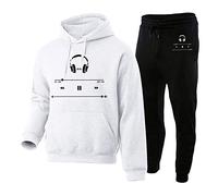 Vhersily 2025 Abito Uomo Autunno Inverno Completi Felpa con Cappuccio Velluto Pantaloni Due Pezzi Tasca Stampa Lettera Moda, Ginnastica Activewear, Completo Tennis, Costumi di Coppia, per Trekking