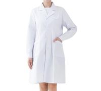 Vhersily 2025 - Camice Medico da Donna in Cotone, Lunghezza Sotto il Ginocchio, Bianco, Personalizzabile con Ricamo Bianco Puro Cotone Laboratorio Farmacista erboristeria Veterinario