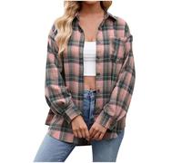 Vhersily 2025 Camicia a Quadri Donna Eleganti Camicetta Scozzese Camicie di Flanella Maniche Lunghe Bottone Boyfriend Classica Primavera Autunno Stile Urbano Y2K Elegante Hip Hop, Giubbotti da Coppia