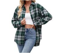 Vhersily 2025 Camicia a Quadri Donna Eleganti Camicetta Scozzese Camicie di Flanella Maniche Lunghe Bottone Boyfriend Classica Primavera Autunno Stile Urbano Y2K Elegante Hip Hop, Giubbotti da Coppia