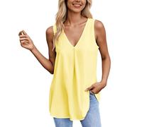 Vhersily 2025 Canotta da Donna Basic Canottiere Scollo a V Estive Tank Top Sexy Leggera T-Shirt Magliette Senza Maniche Taglie Forti Cotone Canotte Curvy Chic Tunica Camicia Y2K, Facile da Pulire