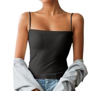Vhersily 2025 Canotta da Donna Y2K Senza Schienale Crop Top Slim Fit Low Cut Spaghetti Strap Camisoles Senza Maniche di Base Streetwear, alla Moda, Tinta Unita, Workout Running Bodybuilding Sportivo