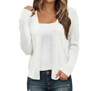 Vhersily 2025 Cardigan Da Donna Con Bottoni, Bolero Copri Spalle Manica 3/4 Maglione Corto Lavorato A Maglia Con Quattro Vintage Vestito Coprire, Sottile e Traspirante, Clubwear, per Autunno Invernale