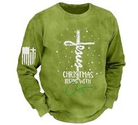 Vhersily 2025 Christmas Begins with Christ Felpa Uomo Divertenti Felpe Cristiane Natale Top Fede Stampa Croce Pullover Manica Lunga Ispiratore Religioso Dio Camicie per Tempo Libero Regalo Natalizia