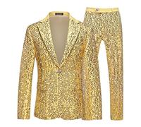 Vhersily 2025 Completo Casual da Uomo, Stile Night Club, con Paillettes, 2 Pezzi, Formale, Da Sposa, Per Eventi, In Velluto Curvy Matrimonio Vestiti Cotone Moderni Comode Prom, da Cerimonia per Sera