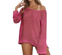 Vhersily 2025 Copricostume Donna Spiaggia da Mare Allentato a Manica Lunga con Spalle Scoperte Coprire Vuoto Costumi da Bagno Cover Up, Sottile, A Maniche Lunghe, Streetwear, per Viaggi E Passeggiate