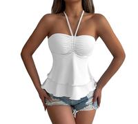 Vhersily 2025 Donne Senza Spalline Fascia Top Sexy Estate Tunica Senza Maniche Gilet Maglietta Floreale Canotta, Yoga, Sonno, Adatto Rinascimentale Medievale, Workout Running Sportivo, per Viaggi