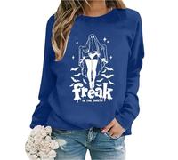 Vhersily 2025 Felpe di Halloween Donna Girocollo Casual Carino Fantasma Stampa Maglioni Manica Lunga Pullover Senza Cappuccio Comodo Top Base Vacanze Camicetta, Workout Running Sportivo, per Autunno