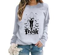 Vhersily 2025 Felpe di Halloween Donna Girocollo Casual Carino Fantasma Stampa Maglioni Manica Lunga Pullover Senza Cappuccio Comodo Top Base Vacanze Camicetta, Workout Running Sportivo, per Autunno