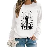 Vhersily 2025 Felpe di Halloween Donna Girocollo Casual Carino Fantasma Stampa Maglioni Manica Lunga Pullover Senza Cappuccio Comodo Top Base Vacanze Camicetta, Workout Running Sportivo, per Autunno