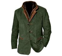 Vhersily 2025 Giacche Vintage in Pelle Scamosciata da Uomo, Blazer Doppio Strato con Collo, Lunghezza Media, per Autunno e Inverno, Giaccone Invernale Trench Coat Outwear, per Lavoro, Arrampicata