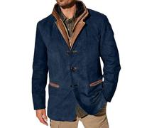 Vhersily 2025 Giacche Vintage in Pelle Scamosciata da Uomo, Blazer Doppio Strato con Collo, Lunghezza Media, per Autunno e Inverno, Giaccone Invernale Trench Coat Outwear, per Lavoro, Arrampicata