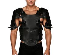 Vhersily 2025 Guardia del Petto Medievale, Armatura Gladiatore retrò Steampunk da Battaglia Cavaliere Cosplay per Proteggere Guerriero, Pettorina Regolabile Uomo in Finta Pelle per Adulti con Fibbia