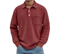 Vhersily 2025 Maglia Uomo Manica Lunga Invernale Polo Camicia con Bottoni Maglione Velluto a Coste Elegante Maglietta T Shirt Tessuto Jersey Costine Inverno Antivento Comoda Sportiva Y2k Ginnastica