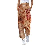 Vhersily 2025 Pantaloni alla Moda da Donna, A Forma di Zucca, Adatti Stampa, Jogging, Vita Alta, Sportivi, Lunghezza al Ginocchio, Punk Streetwear, per Oktoberfest, Carnevale, Costumi di Coppia