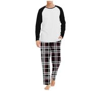 Vhersily 2025 Pigiama Da Uomo Lungo Notte In Cotone, Set Due Pezzi, A Maniche Lunghe, Pantaloni Lunghi Quadri, Con Tasca, Indumenti Da Notte, Hip Hop Punk Streetwear, Per Autunno e Inverno