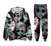 Vhersily 2025 Tuta Da Allenamento Da Uomo Con Lupo 3D, Set Da 2 Pezzi, A Maniche Lunghe, Completo Tennis per Fitness Jogging Palestra, Hip Hop Punk Streetwear, Per Autunno e Inverno, per Halloween