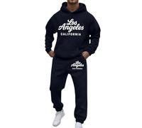 Vhersily 2025 Tuta Uomo Sportive Completa Invernale Felpa con Cappuccio e Pantaloni Training Fitness Basket 2 Pezzi Tuta da Ginnastica con Stampa Los Angeles Maniche Lunghe Sportiva Set Y2k Hip Hop