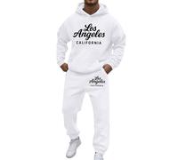 Vhersily 2025 Tuta Uomo Sportive Completa Invernale Felpa con Cappuccio e Pantaloni Training Fitness Basket 2 Pezzi Tuta da Ginnastica con Stampa Los Angeles Maniche Lunghe Sportiva Set Y2k Hip Hop